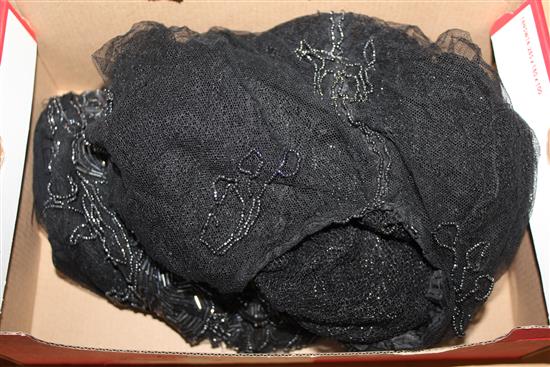 1920s black net beaded top